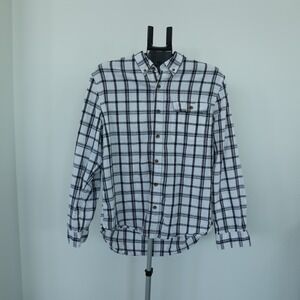 Best Made Co Button Down Shirt Mens Large L White/Black Plaid Linen Cotton Woven